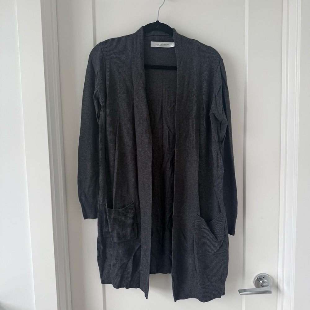 Simons Dark Gray Open-Front Cardigan